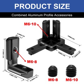 Seekliny 18 Pack 4040 Aluminum Extrusion Connector Hardware Accessories Include 3-Way Corner Bracket, Inside Joint Corner, Sliding Hook for 40 Series Extruded Aluminum Black