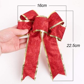 VINFUTUR 5pcs Large Christmas Bows Glitter Red Christmas Tree Decoration Bows Large Glitter Christmas Bows for Christmas Tree, Door, Wall, Presents Christmas Party Decoration Bows 25 × 20cm