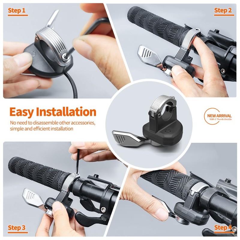 HUDAMZKY EBike Thumb Throttle 24V,36V,48V,52V,60V 108X-2 Left Thumb Throttle Speed