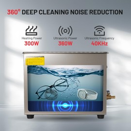 ZKH Commercial Ultrasonic Jewelry Cleaner 15L, 40kHz High Frequency Sonic Cleaner with Digital Timer&Heater, Ultrasonic Machine for Jewelry, Eyeglasses, Watch Straps, Ring, Dentures, Industrial Parts