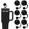 Whaline 6Pcs Black Smile Face Straw Covers 0.4 Inch Silicone