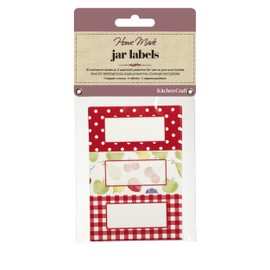 KitchenCraft Home Made Jam Jar Labels with Orchard Designs, Red / White, Pack of 30
