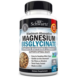 바이오슈워츠 맥시멈 업소버리지 마그네슘 비스글리시네이트 -- 180 베지 캡슐 BioSchwartz Maximum Absorbency Magnesium Bisglycinate -- 180 Veggie Capsules