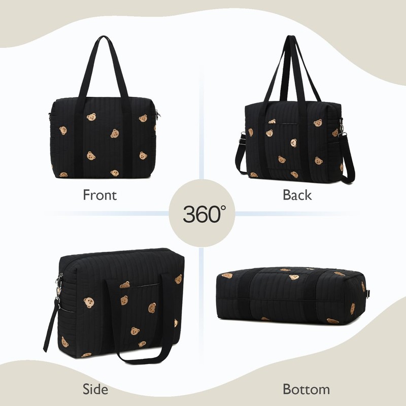 Shaelyka Super Cute Bear Embroidered Mother's Bag, Tote Bag, Ultra