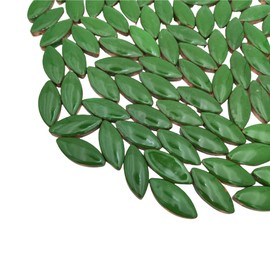 Azulejos de mosaico de pétalos de cerámica de 1 libra para manualidades, 1.33 x 0.58 pulgadas, piezas de azulejos de mosaico de hojas de sauce para kits de fabricación de mosaicos, proyectos de arte,