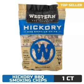 Western Premium BBQ Products Hickory BBQ Smoking Chips, 180 Cu In