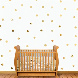 Gold Mirror Dots Wall Decor for Bedroom Baby Nursery Room(100 Decals) Easy Peel Wall Sticker Polka dot Wall Decal Safe on Wall Removable Kids Nursery Room Decor Circle Dot Decals Sticker (3cm)