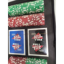NEW FULL TILT 152 Pc  POKER SET w/TRAVEL CASE & CARRY HANDLE 2-DECKS OF CARDS