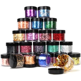 Gold Foil Flakes, 24 Color, Metallic Foil Flakes, Gilding Flakes, Gold Leaf Flakes, Gold Flakes for Resin, Nails, Painting, Crafts