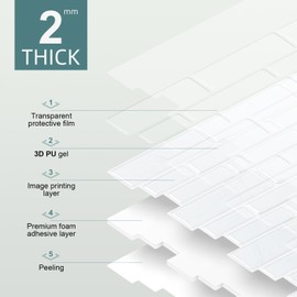 Vsmile Peel and Stick Backsplash Tiles, 12"x12" White Stick on Wall Tiles, Self Adhesive Tile Sticker for Kitchen Backsplash and Bathroom Thicken Tile