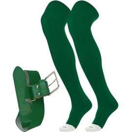 TCK Prosport Baseball Socks and Belt Combo Over the Knee (Kelly Green, Medium) - Kelly Green,Medium