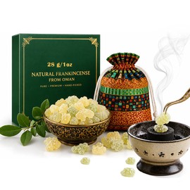 Qicai Xiaolu Luxury Omani Green Frankincense Resin Gift Set, High-Grade Incense Tears, Fresh Citrusy Aroma for Spiritual Rituals, Meditation, Relaxation & Home Fragrance (28g / 56g) (28)