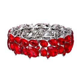 EVER FAITH Women's Bracelet Wedding Party Jewellery Austrian Crystal 2 Layer Bracelet for Bride Clear Silver Tone, Crystal