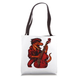Rockabilly Raptor Plays Standup Bass | Dinosaur Rock n' Roll Tote Bag