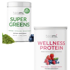Teami Teami Plant-Based Protein & Greens Combo for Energy, Digestion - Triple Berry & Superfood Powder Bundle, Protein and Greens Combo