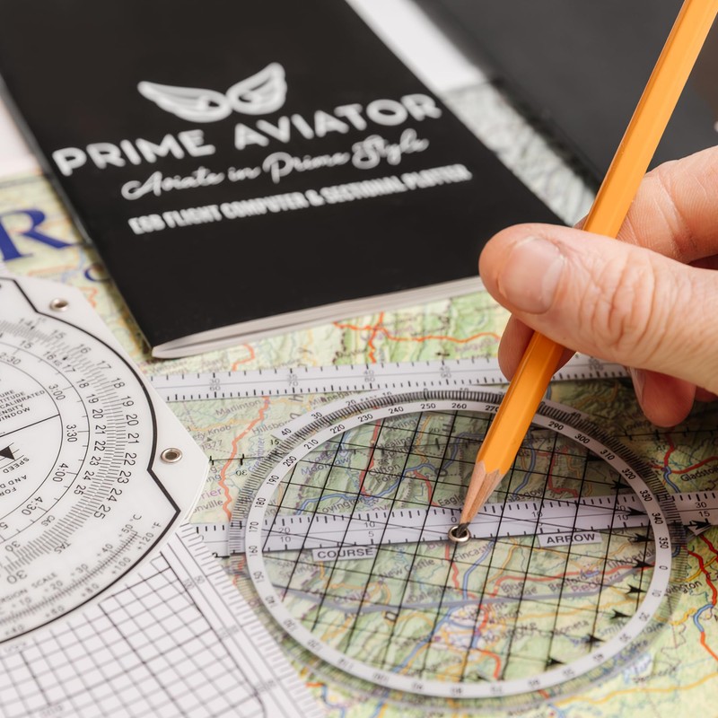 Prime Aviator E6B Flight Computer – Includes Aviation Plotter, Guidebook