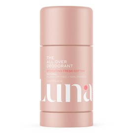 Luna Daily The All Over Deodorant™ Stick | Hydrating Natural Deodorant for Women | Aluminum-Free, Non-Staining & pH-Balanced | Soft Cotton Scent | With Hyaluronic Acid & Prebiotics, 2.4 oz