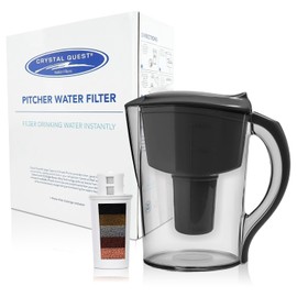 Crystal Quest Water Filter Pitcher - 12-Cup Capacity, Includes 1 Long-Life Filter, BPA Free, Meets NSF Standard 42 - Filters up to 2,000 Gallons – (DI) Demineralizing/Black
