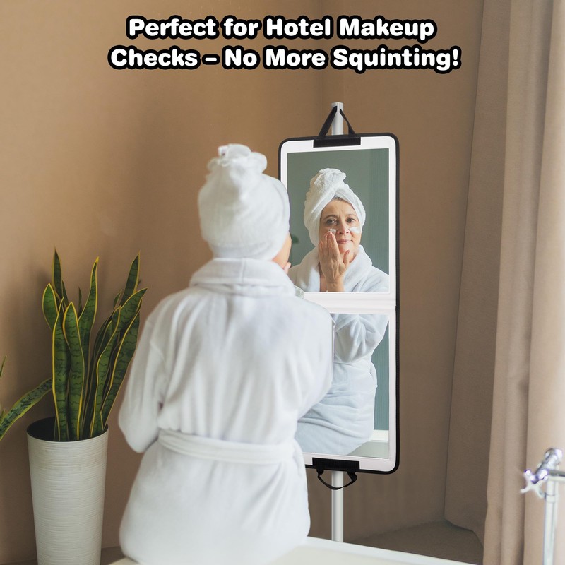 LPHUMEX Foldable Full-Length Travel Mirror,White 33x13 in Folding Locker Mirror