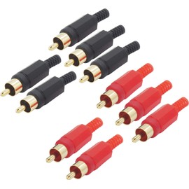 5 Each Audiophan Audio Connector RCA Plug Male DIY Connector Red Black