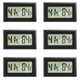 6 Pack Mini Digital Hygrometer Thermometer Small Indoor Temperature and Humidity Meter Gauge with Temp Humidity Sensor Monitor Fahrenheit (℉) for Jars,Home,Room