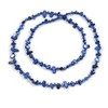 Avalaya Inky Blue Shell Nuggets/Glass Crystal Bead Long Necklace/114cm L