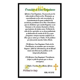 Gifts by Lulee, LLC Oracion a San Cayetano para la Buena Suerte y Encontrar Empleo tarjeta De Rezo Bendecida Por Su Santidad Francisco