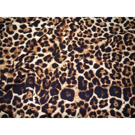 Printed Liverpool Textured Fabric 4 Way Stretch Scuba Cheetah Tan Brown L507