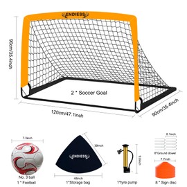 Sports Kids Practice Soccer Goals, Pop Up Folding Soccer Goal Net Set, Portable Practice Soccer Nets Mini Goals - Perfect for Backyard Games. (Orange)