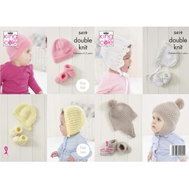 King Cole 5419 Knitting Pattern Baby Easy Knit Hat and Bootee Sets in Comfort DK