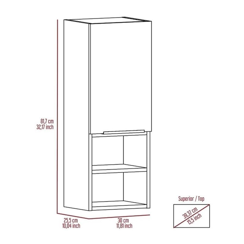 TUHOME Mila Bathroom Cabinet - Light Gray - Material Engineered