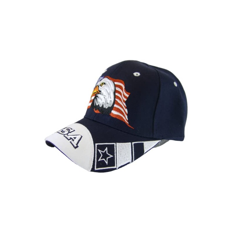 USA Front Men's Patriotic Eagle Adjustable Baseball Cap (Navy Blue)
