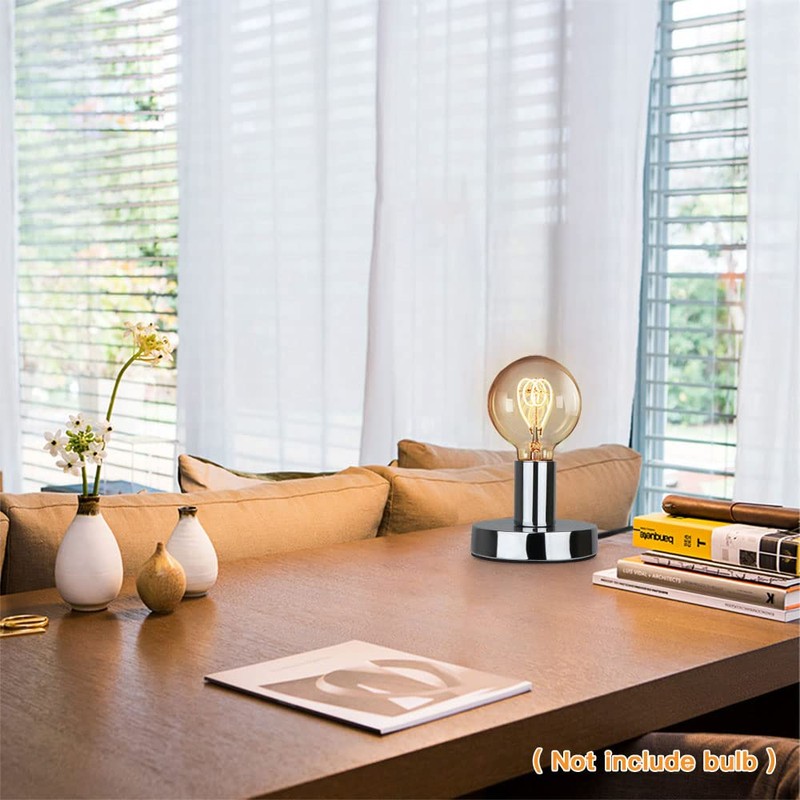 Helunsi Industrial Table Lamp Base, Silver E26 E27 Lamp Base