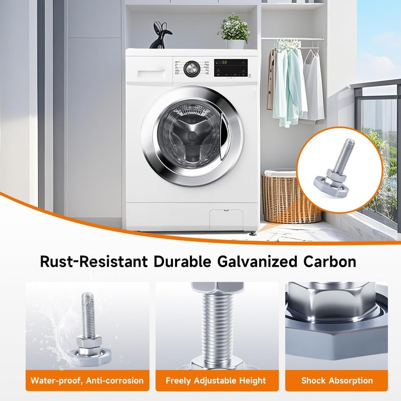 LEYURISE 2 Pack Washing Machine Leveling Legs Galvanized Rust Resistant