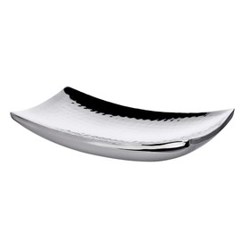 EDZARD Dallas Bowl (30 x 18 cm) Rectangular Hammered Stainless Steel Highly Polished Decorative Bowl Fruit Bowl