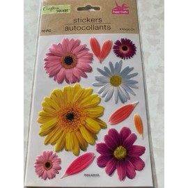 Crafter's Square CRAFTER’S SQUARE STICKERS REUSEABLE ‘MAGIC-ON’ MULTI-COLORED DAISIES DAISY FLORA