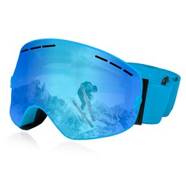 Queshark Ski Goggles, Ski Goggles with Double Spherical Lens, UV400 Protection, Anti-Fog & Anti-Glare, Helmet Compatible, Snowboard Goggles for Men, Women, Youth