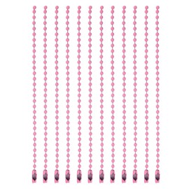 MECCANIXITY Ball Bead Chain Beaded Necklace Chains 5 Inch Adjustable Metal Ball Chains 2.4mm/0.1inch Keychain for Jewelry Making,DIY Craft Projects,Pack of 12(Pink)