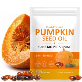 ReliCo Pumpkin Seed Oil Capsules, 2-in-1 Formula with Saw Palmetto for Hair, 1000mg 300Softgels Rich in Fatty Acids | Supports Hair Heart