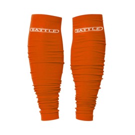 Battle Sports Long Scrunch Football Sock Sleeve, Extra Long Sport Calf Sleeve for Men & Boys (Youth, Orange)