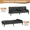 Shintenchi Futon Sofa Bed, Leather Foldable Couch, Reclining Sleeper w/Removable