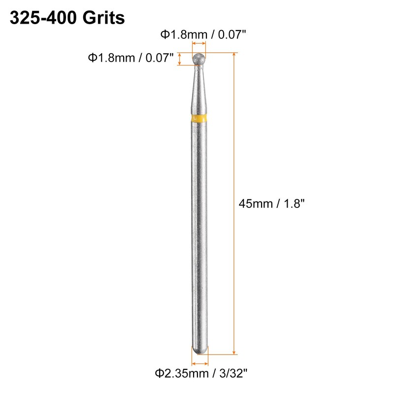 sourcing map 5pcs 325-400 Grits Diamond Grinding Bit 1.8mm Ball