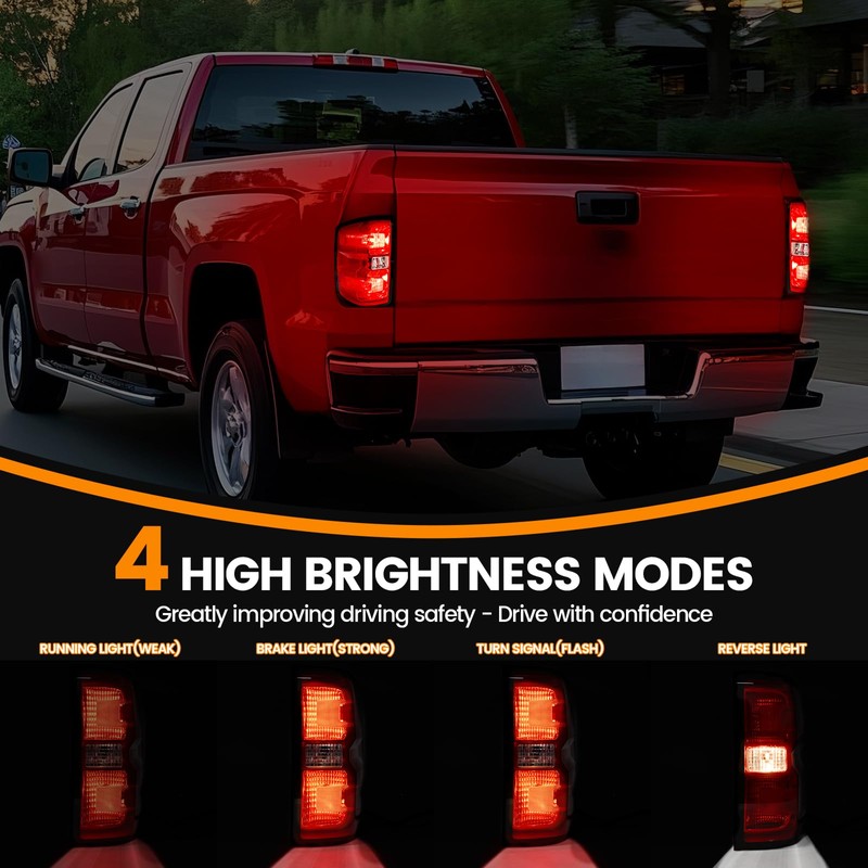 BeamTrack Tail Lights Assembly Compatible with 2014-2019 Chevy Silverado 1500