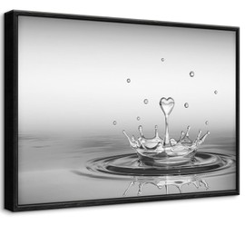 DCMVJHZV Framed Heart Drop Bathroom Wall Art Black and White Zen Bathroom Wall Art Yoga Meditation Picture Print Wall Decor Spa Room Bedroom Living Room Painting Wall Decorations(16"x24")