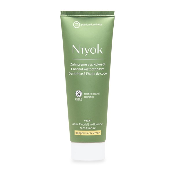 Niyok Natural Cosmetics Fluoride Free Natural Coconut Oil Toothpaste, Peppermint