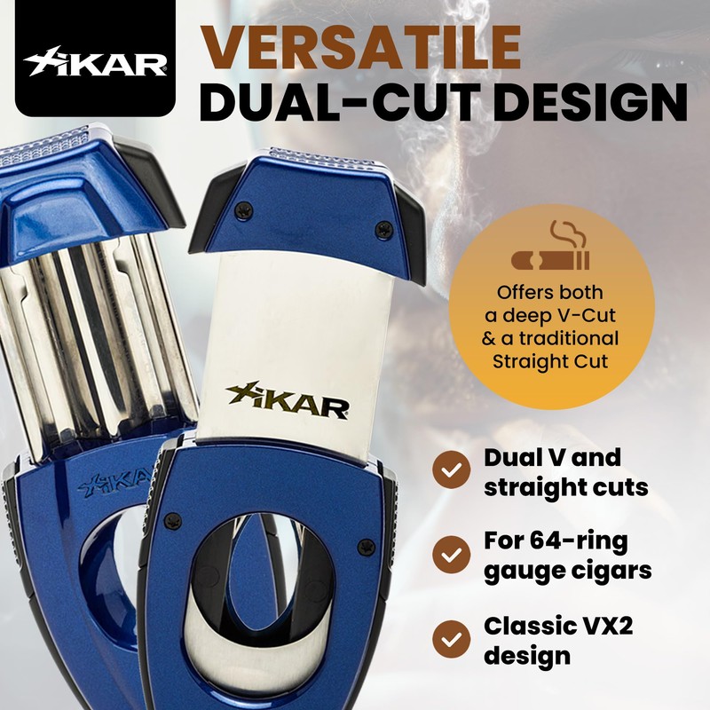 XIKAR Flip Dual Cigar Cutter - Versatile 64-Ring Gauge V-Cut