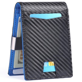 FALAN MULE Slim RFID Wallet for Mens，Money Clip Bifold Leather Wallet Minimalist Bifold Front Pocket Mens Wallet with ID Window