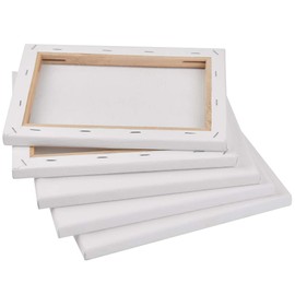 TIMESETL Academy Stretcher Frame Set of 5 Canvas 18 x 24 cm Canvas Stretcher Frame Stretched with Cotton Canvas 18 x 24 cm White Canvas for Painting