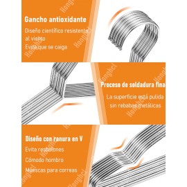 50pcs Alta Calidad Ganchos Para Ropa Acero Inoxidable 42cm