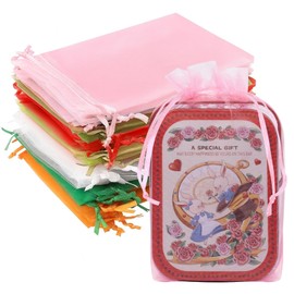 Crweety 50 Pack Organza Bags Gift Bags Large Packaging Mesh Bag Drawstring Candy Bag for Wedding Party Favor (Multi-6"x9")